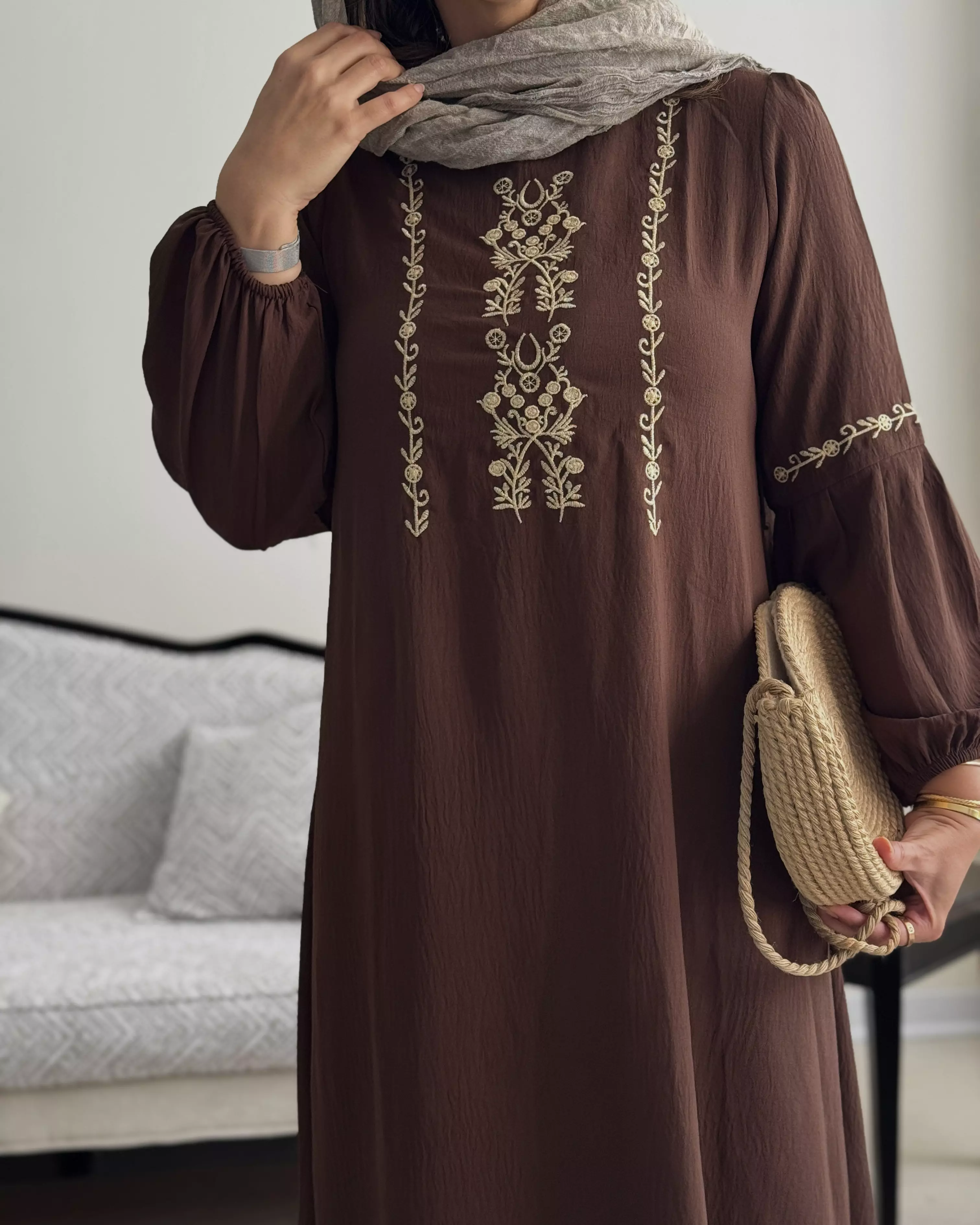 پیراهن گلدوزی سرمه